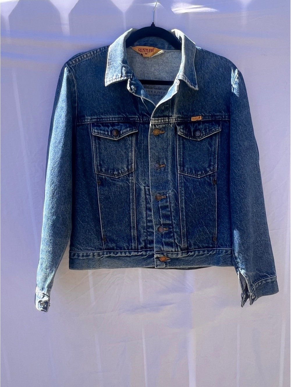 Vintage Rustler Denim Trucker Jacket Men’s M 80s 90s Blue Jean Western USA